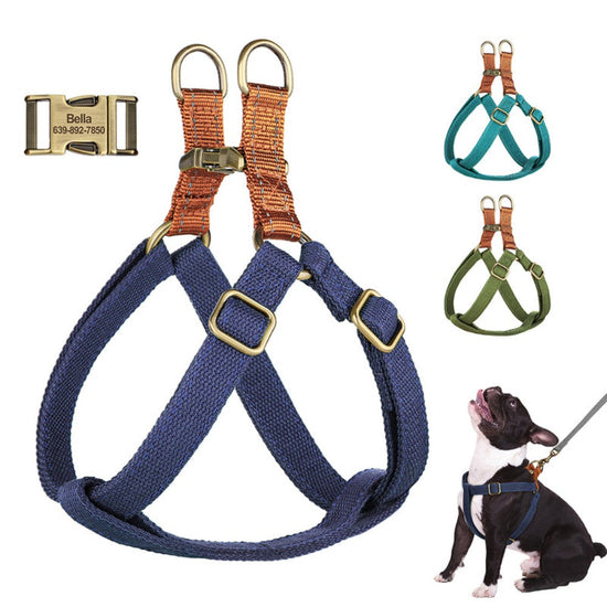 Engraved Step In Reflective Nylon Dog Harness - Pawzopaws