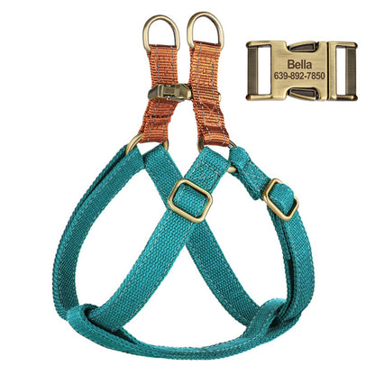 Engraved Step In Reflective Nylon Dog Harness - Pawzopaws