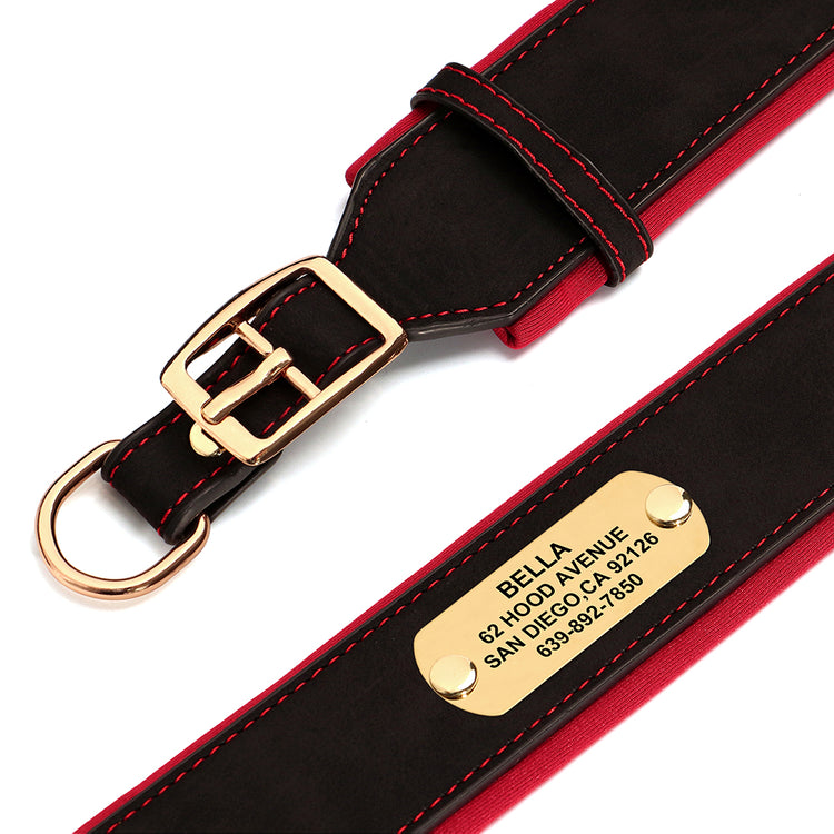 Soft Wide PU leather Personalized Dog Collar - Pawzopaws