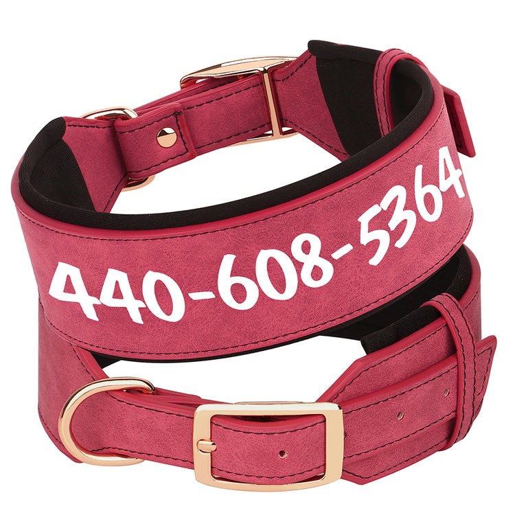 Soft Wide PU leather Personalized Dog Collar - Pawzopaws