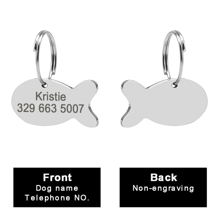 Personalized Nylon Cats Collars with bell and fish ID tag - Pawzopaws