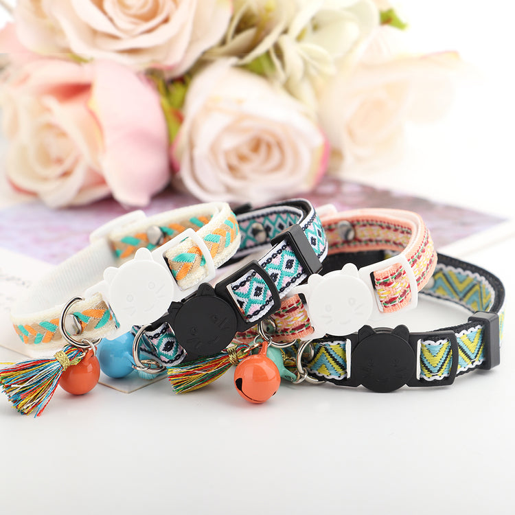 Personalized Nylon Cats Collars with bell and fish ID tag - Pawzopaws