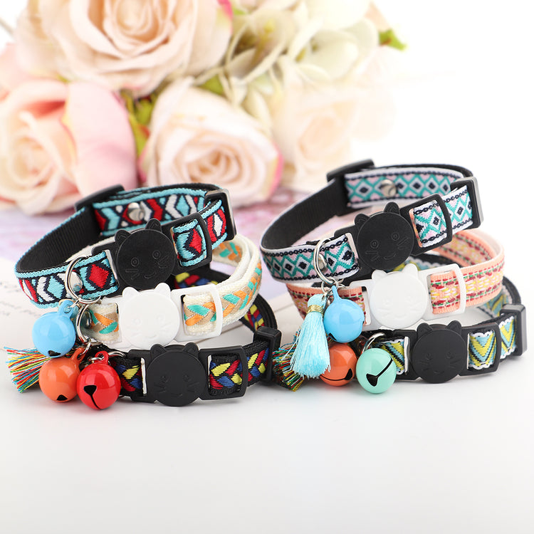 Personalized Nylon Cats Collars with bell and fish ID tag - Pawzopaws