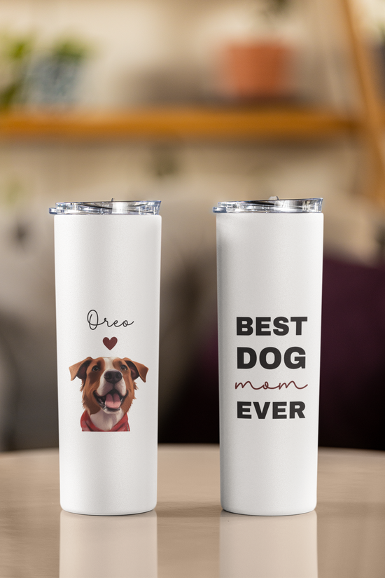 Personalized Skinny Tumbler with Lid and Straw - Pawzopaws