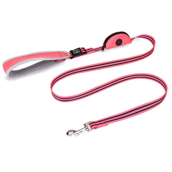 Reflective Dog Leash with Padded Handles and Poop Bag Dispenser - Pawzopaws