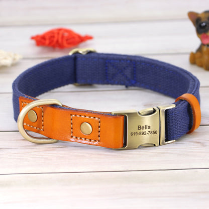 Personalized Dog Collar Nylon & PU Leather - Pawzopaws