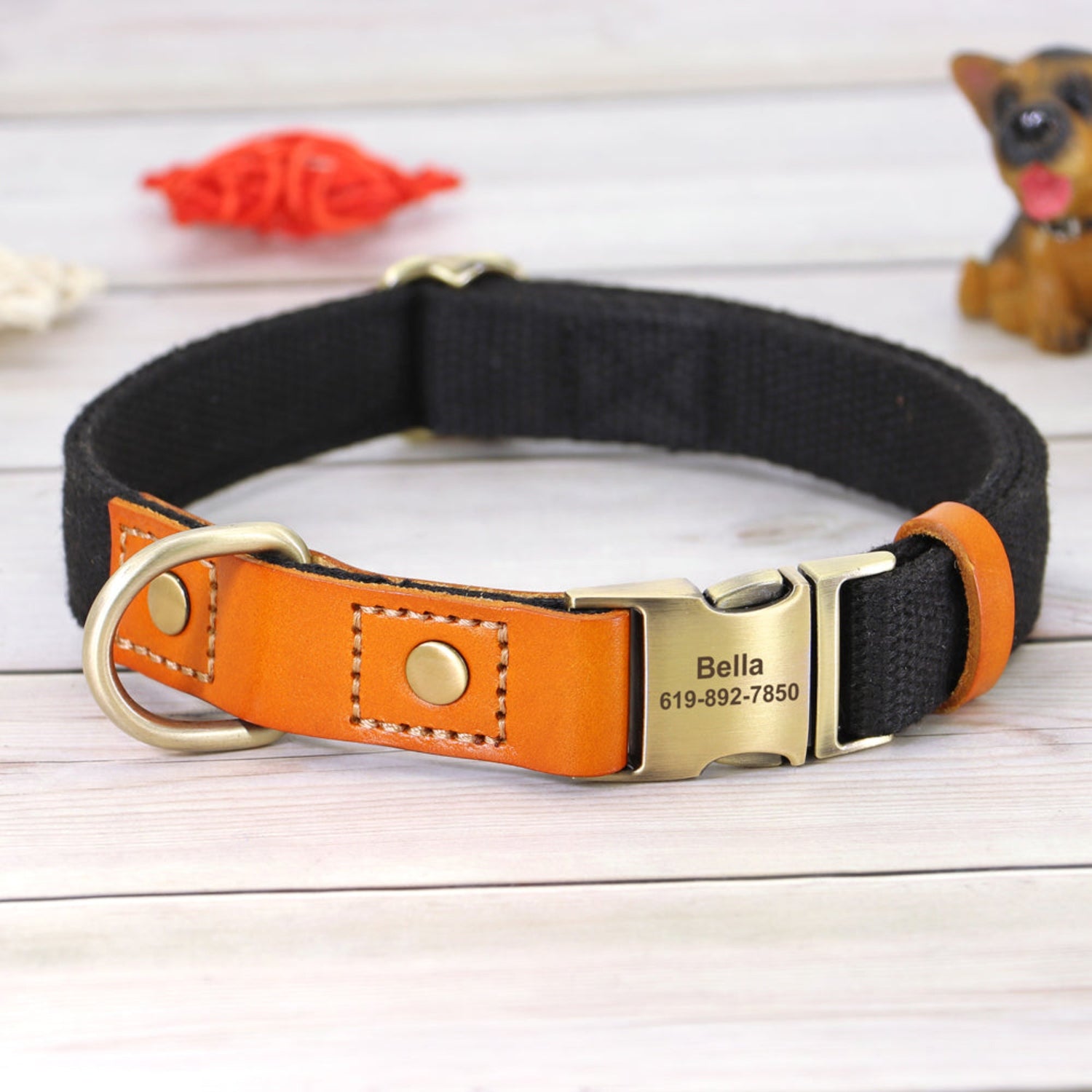Personalized Dog Collar Nylon & PU Leather - Pawzopaws