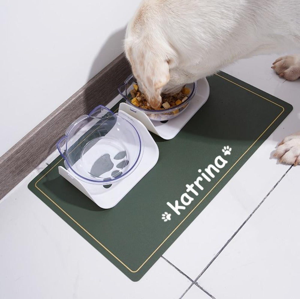 Personalized dog store bowls and mats