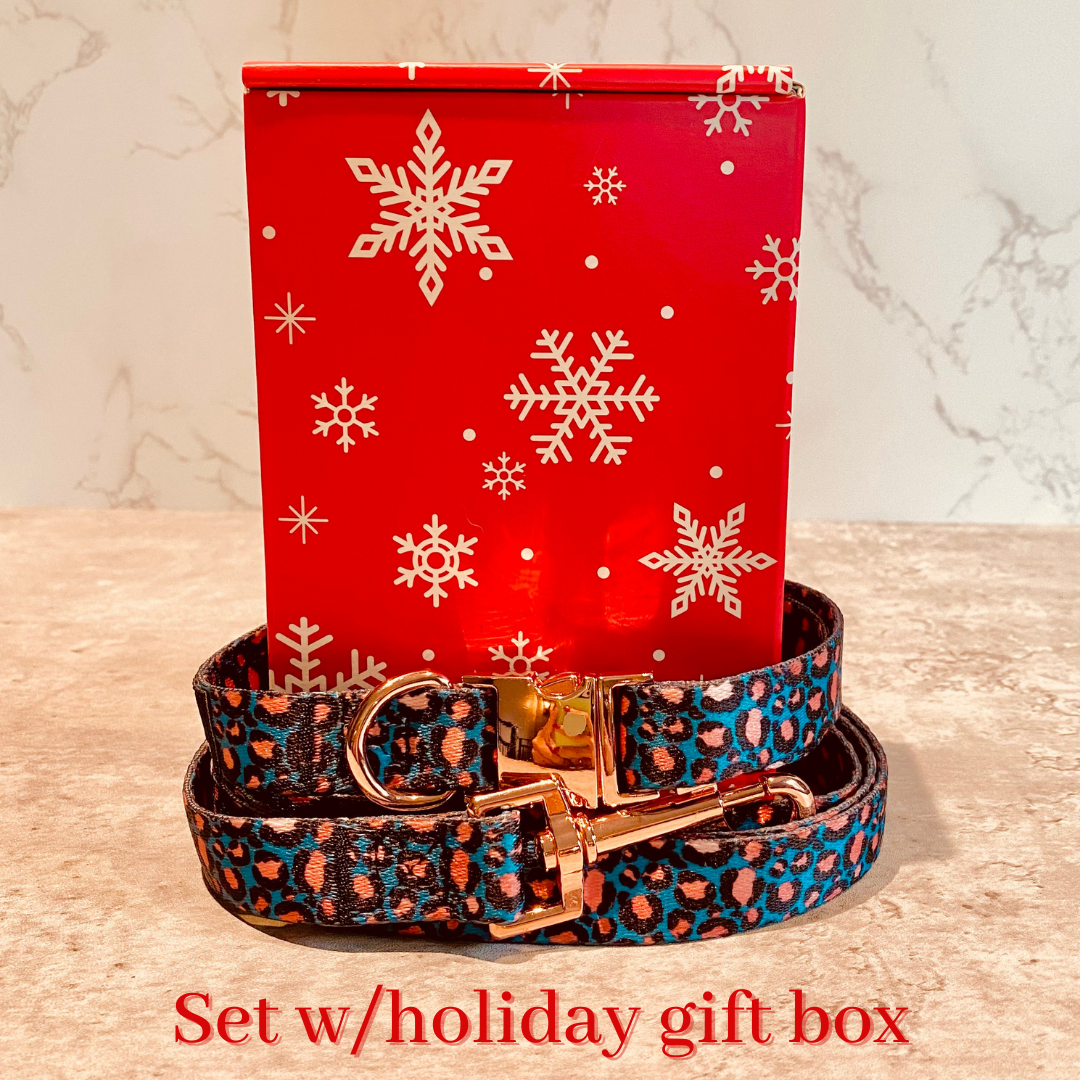 Holiday Gift Box - Animal Print Dog Collar & Set - Pawzopaws