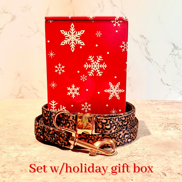 Holiday Gift Box - Animal Print Dog Collar & Set - Pawzopaws